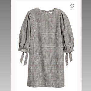 H&M Plaid Shift Dress 3/4 Puff Sleeves